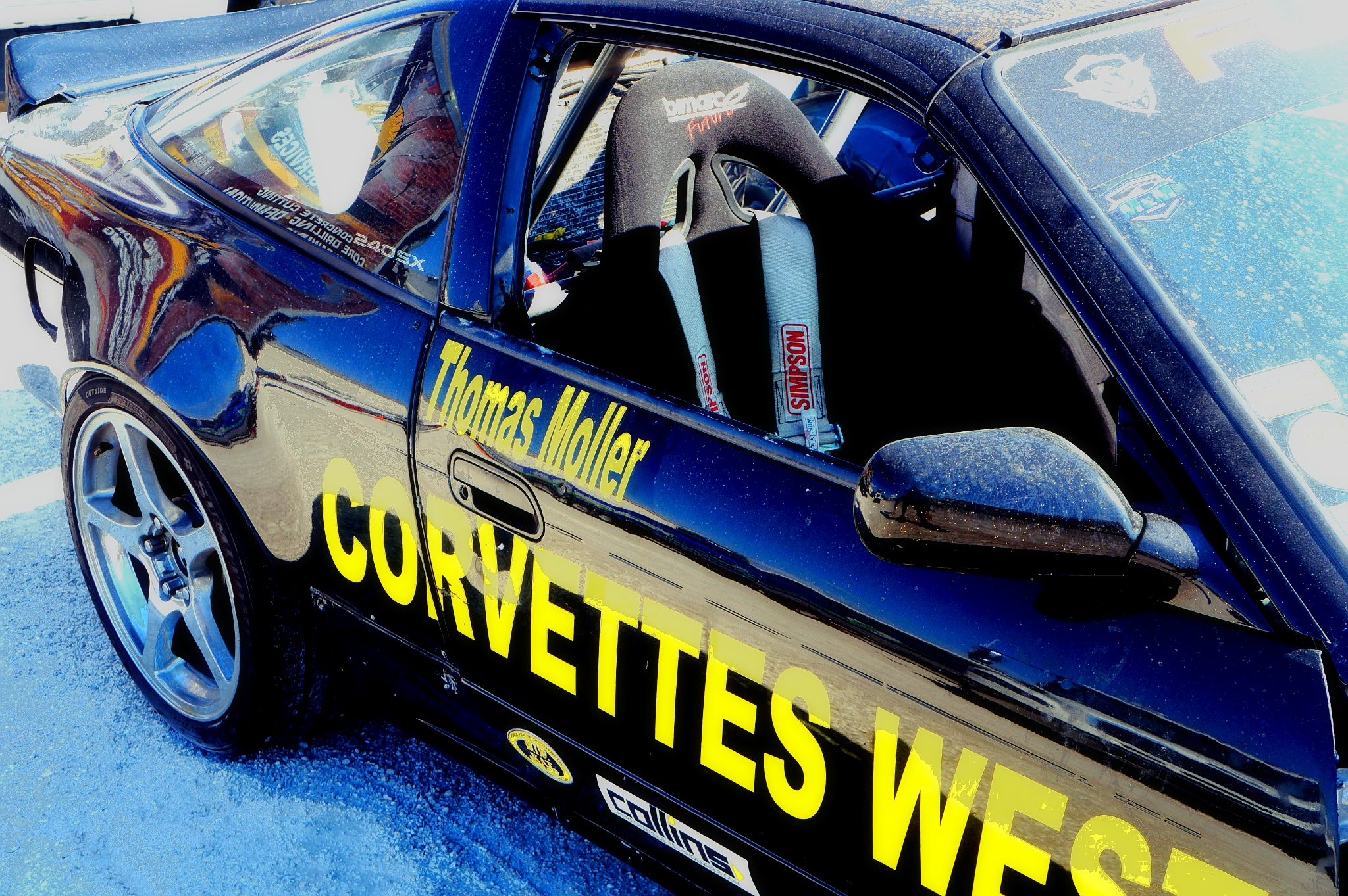 Blue Corvette race interior